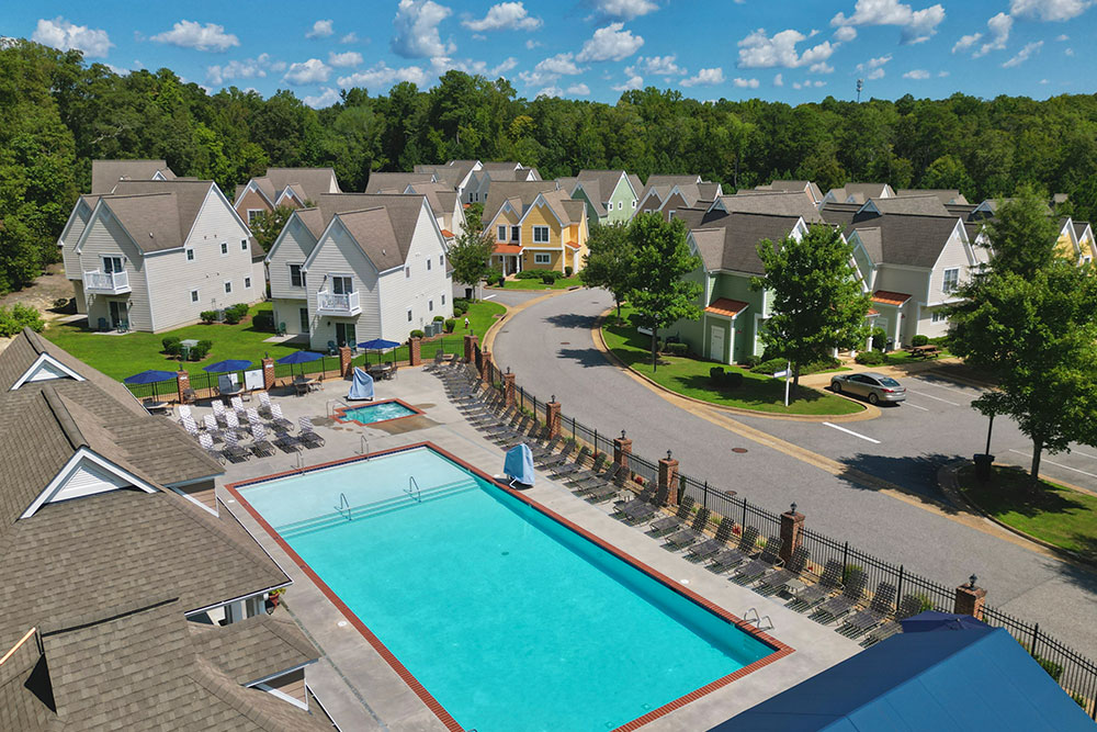 Pool And Vacation Houses Top View